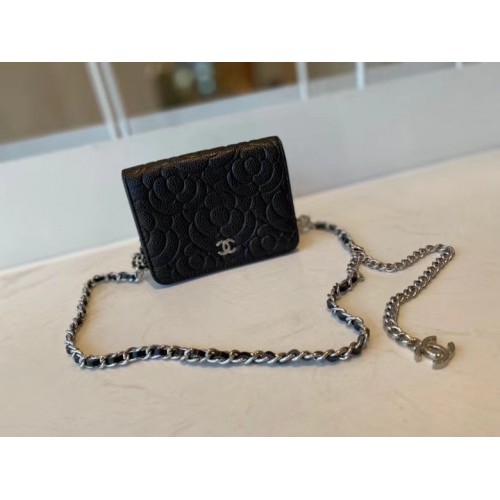 Chanel klasszikus clutch lánccal báránybőrből készült aranyszínű fém AP3318 fekete