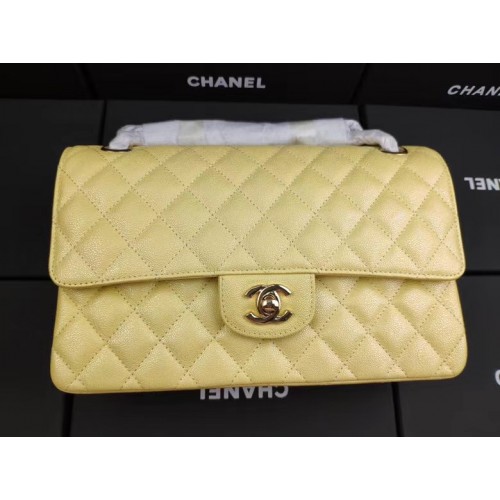 Chanel fedéles táska Iridescent Grained Calfskin&Gold-Tone AS1112 sárga